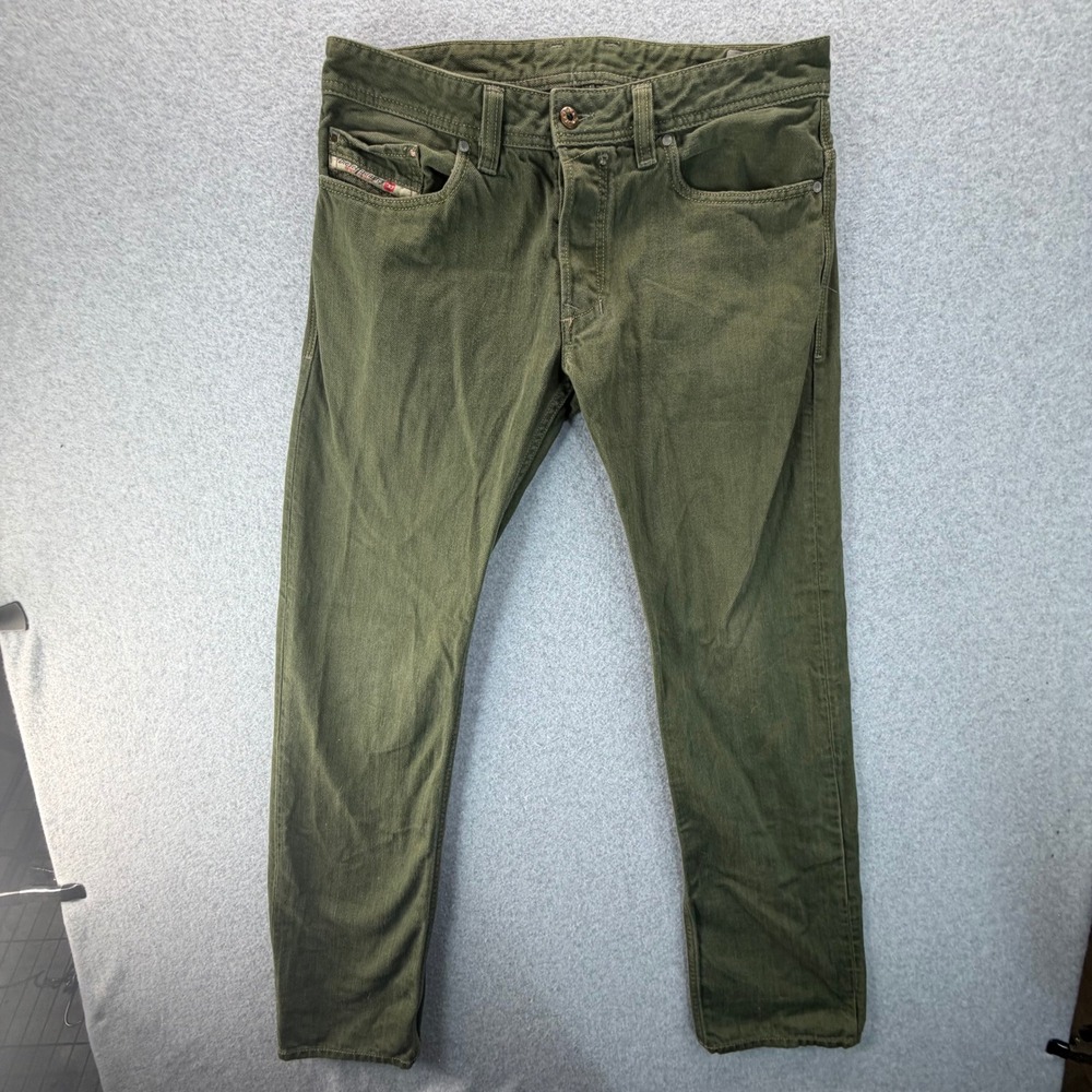 Diesel Safado 008QU Mens Olive Green Slim Straight Jeans W33 L32 Button Fly
